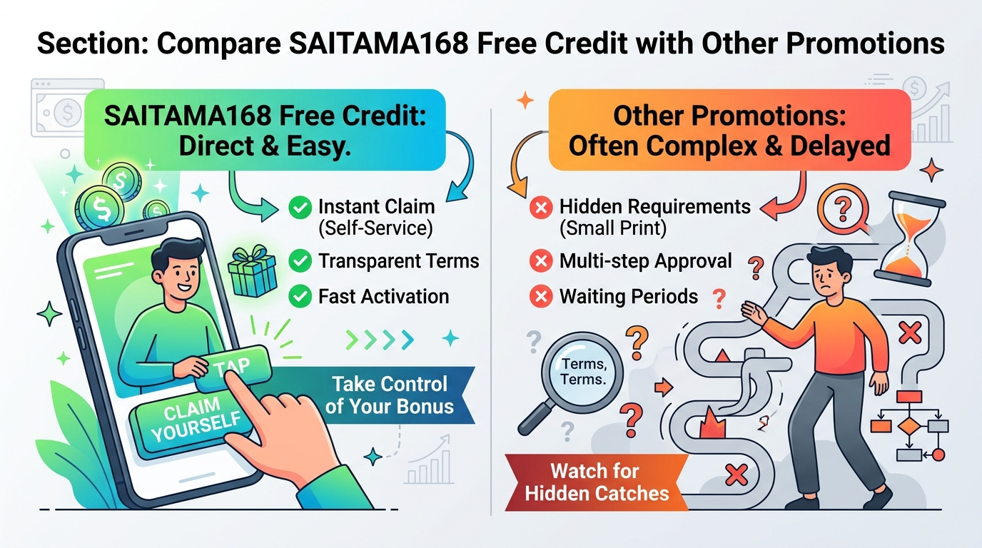 เปรียบเทียบ SAITAMA168 เครดิตฟรีกดรับเอง กับโปรโมชั่นอื่น ๆ